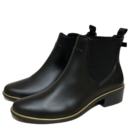 Kate Spade Sedgwick Black Rubber Rain Ankle Boots Size 9 - Picture 2 of 16